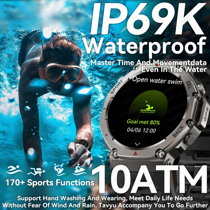 T-Rex3 GPS Smart Watches 2025 for Xiaomi IOS Military Smartwatch Men 10ATM Waterproof 170 Sport Modes Built-in GPS (Sports Watch)