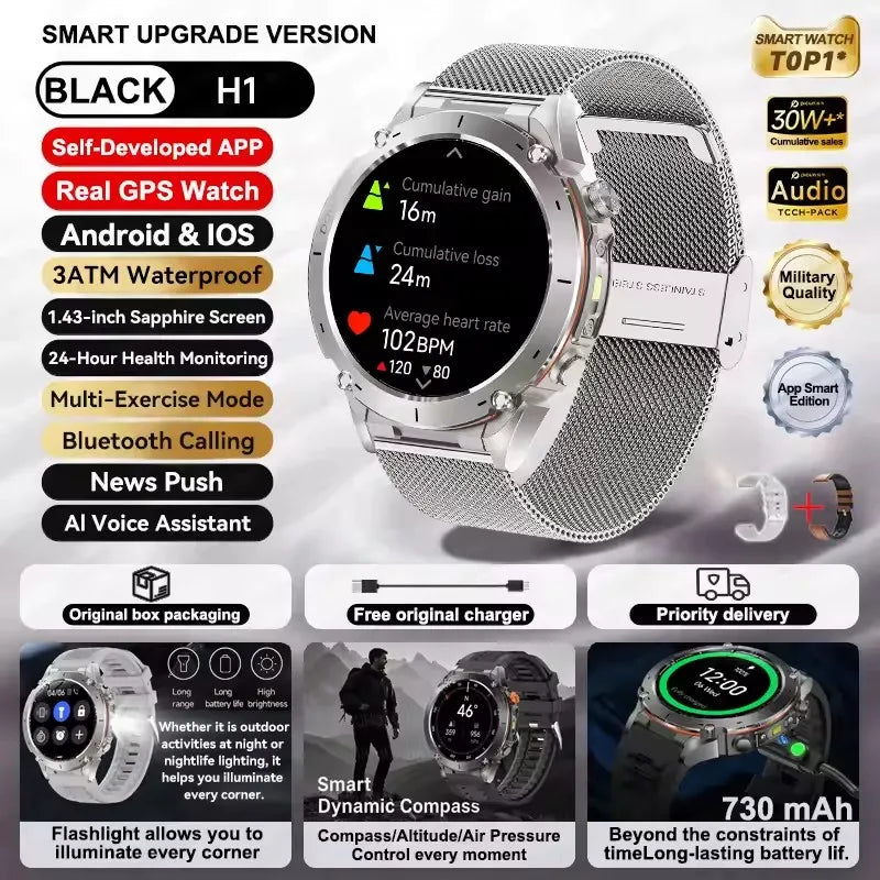 2025 New For Xiaomi IOS Ultra GPS Smart Watch 10ATM Waterproof Built-in Dual-band GNSS Compass Military Sport Men SWIM Bracelet (Sports Watch)