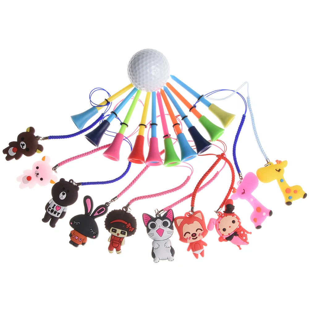 Golf Rubber Tees With Handmade Different Cartoon Pattern 10 Pieces