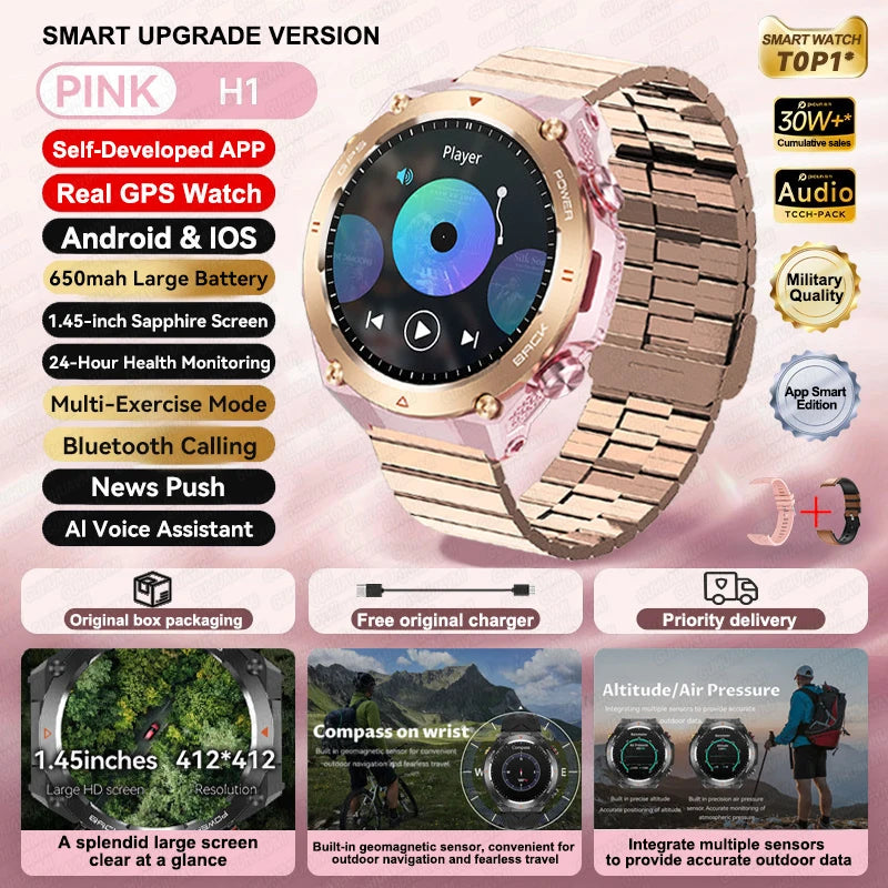 HUAWEI Sports Smart Bracelet Men Watch 1.85 AMOLED Screen GPS Compass Altimeter Waterproof Bluetooth (Sports watch)