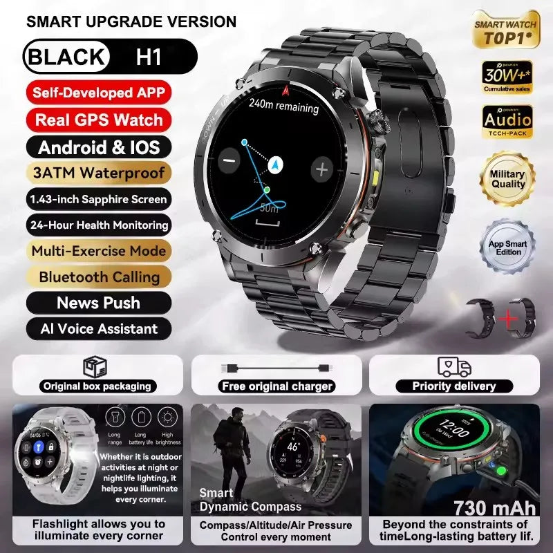 2025 New For Xiaomi IOS Ultra GPS Smart Watch 10ATM Waterproof Built-in Dual-band GNSS Compass Military Sport Men SWIM Bracelet (Sports Watch)