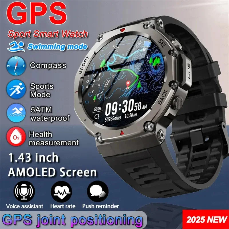 T-Rex3 GPS Smart Watches 2025 for Xiaomi IOS Military Smartwatch Men 10ATM Waterproof 170 Sport Modes Built-in GPS (Sports Watch)