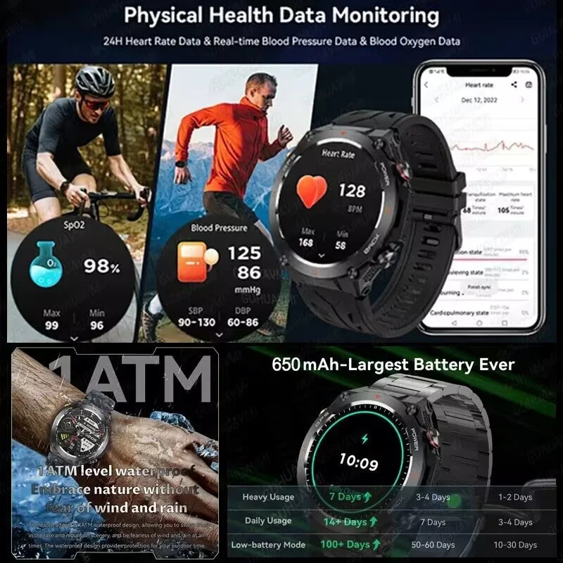 For Xiaomi GPS Outdoor Sports Smart Watch Men AMOLED HD Screen Compass Heart rate Waterproof Bluetooth Call Smartwatch (Sports Watch)