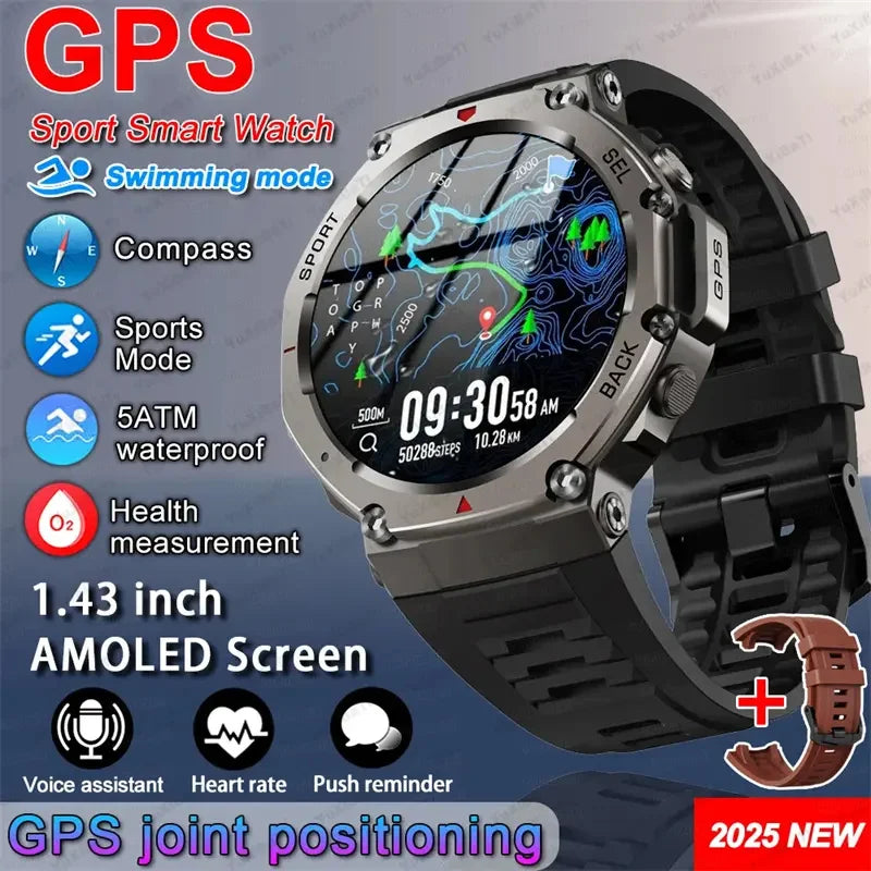 T-Rex3 GPS Smart Watches 2025 for Xiaomi IOS Military Smartwatch Men 10ATM Waterproof 170 Sport Modes Built-in GPS (Sports Watch)