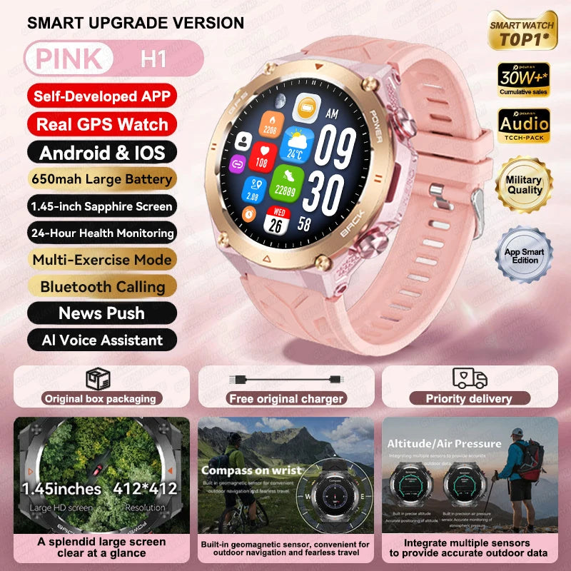 HUAWEI Sports Smart Bracelet Men Watch 1.85 AMOLED Screen GPS Compass Altimeter Waterproof Bluetooth (Sports watch)