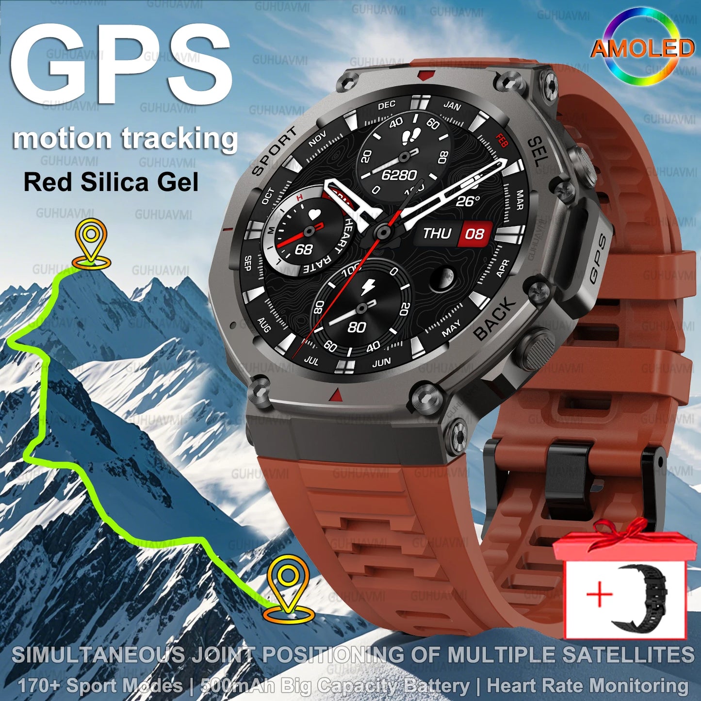GPS Man Smart Watch T-Rex3 OutdoorCompass Sport HD Call IP69/10ATM Waterproof Smart Watch for Xiaomi ﻿(Sports Watch)
