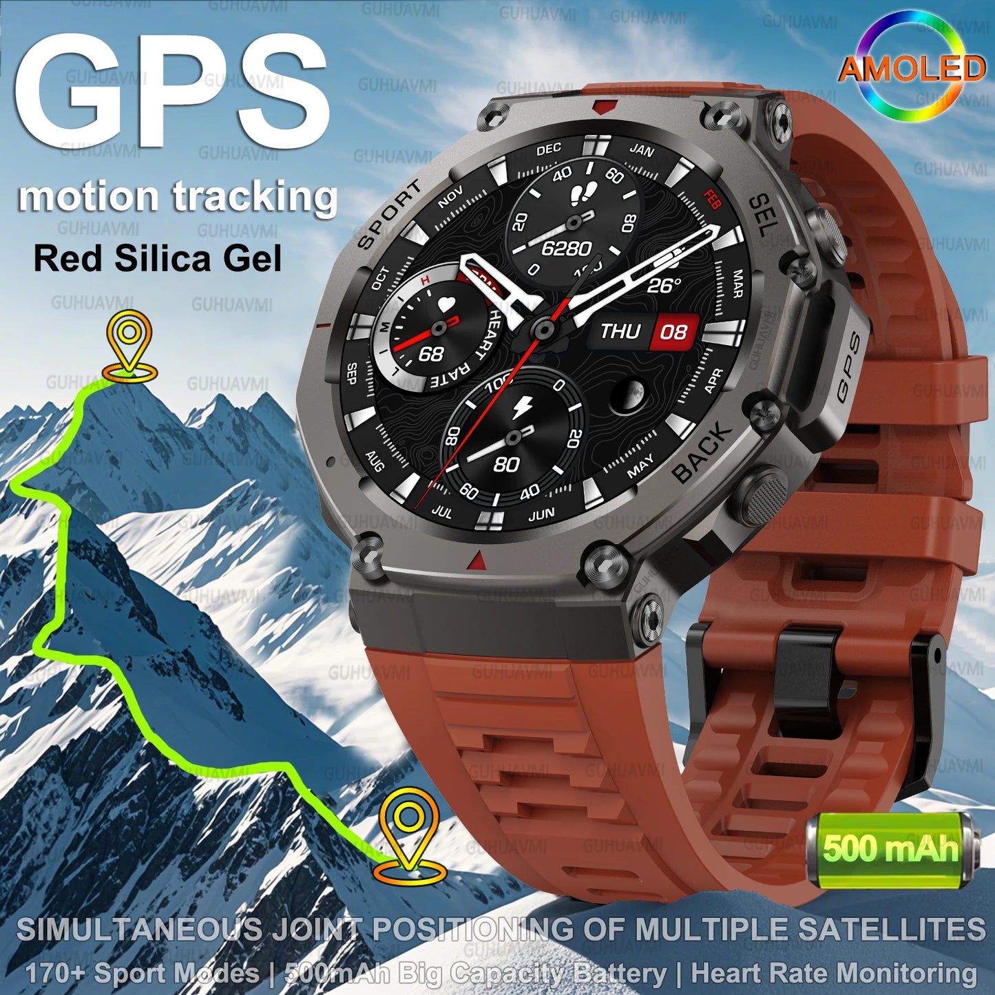 GPS Man Smart Watch T-Rex3 OutdoorCompass Sport HD Call IP69/10ATM Waterproof Smart Watch for Xiaomi ﻿(Sports Watch)