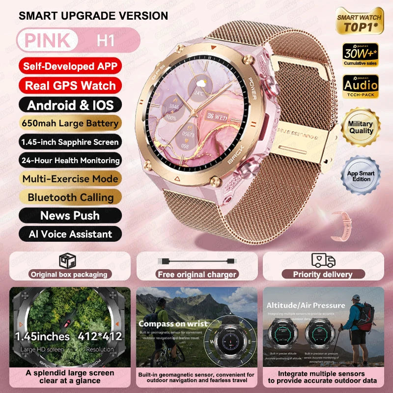 HUAWEI Sports Smart Bracelet Men Watch 1.85 AMOLED Screen GPS Compass Altimeter Waterproof Bluetooth (Sports watch)