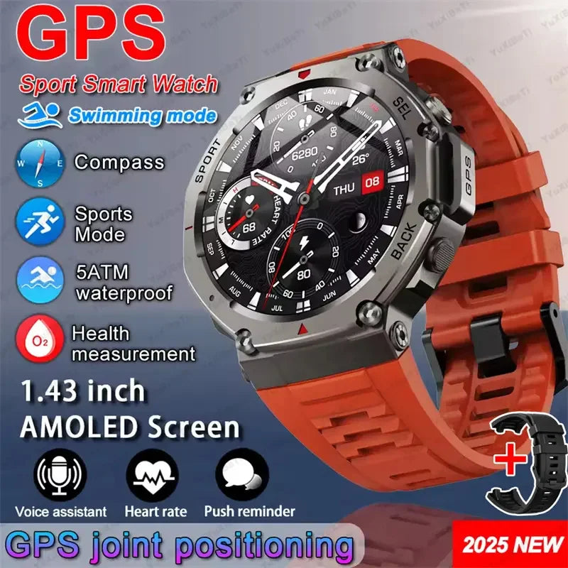 T-Rex3 GPS Smart Watches 2025 for Xiaomi IOS Military Smartwatch Men 10ATM Waterproof 170 Sport Modes Built-in GPS (Sports Watch)