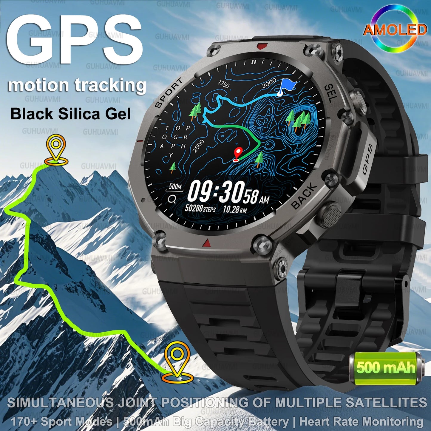 GPS Man Smart Watch T-Rex3 OutdoorCompass Sport HD Call IP69/10ATM Waterproof Smart Watch for Xiaomi ﻿(Sports Watch)