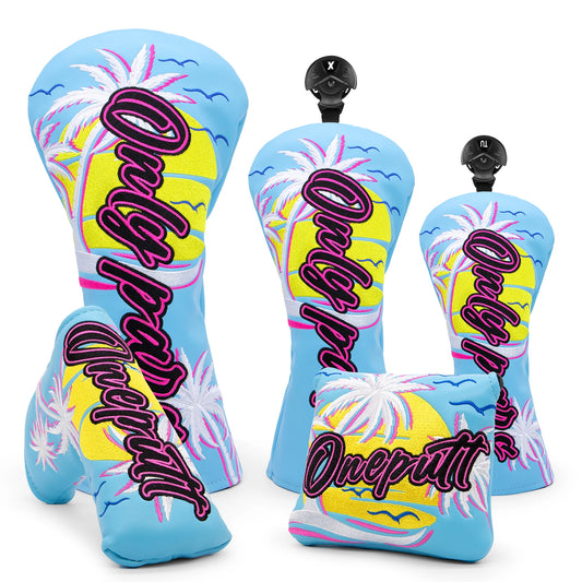 Leather Hawaii Blue Golf Head Covers