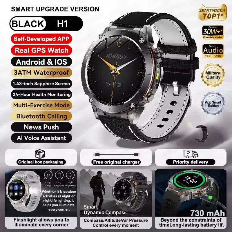 2025 New For Xiaomi IOS Ultra GPS Smart Watch 10ATM Waterproof Built-in Dual-band GNSS Compass Military Sport Men SWIM Bracelet (Sports Watch)
