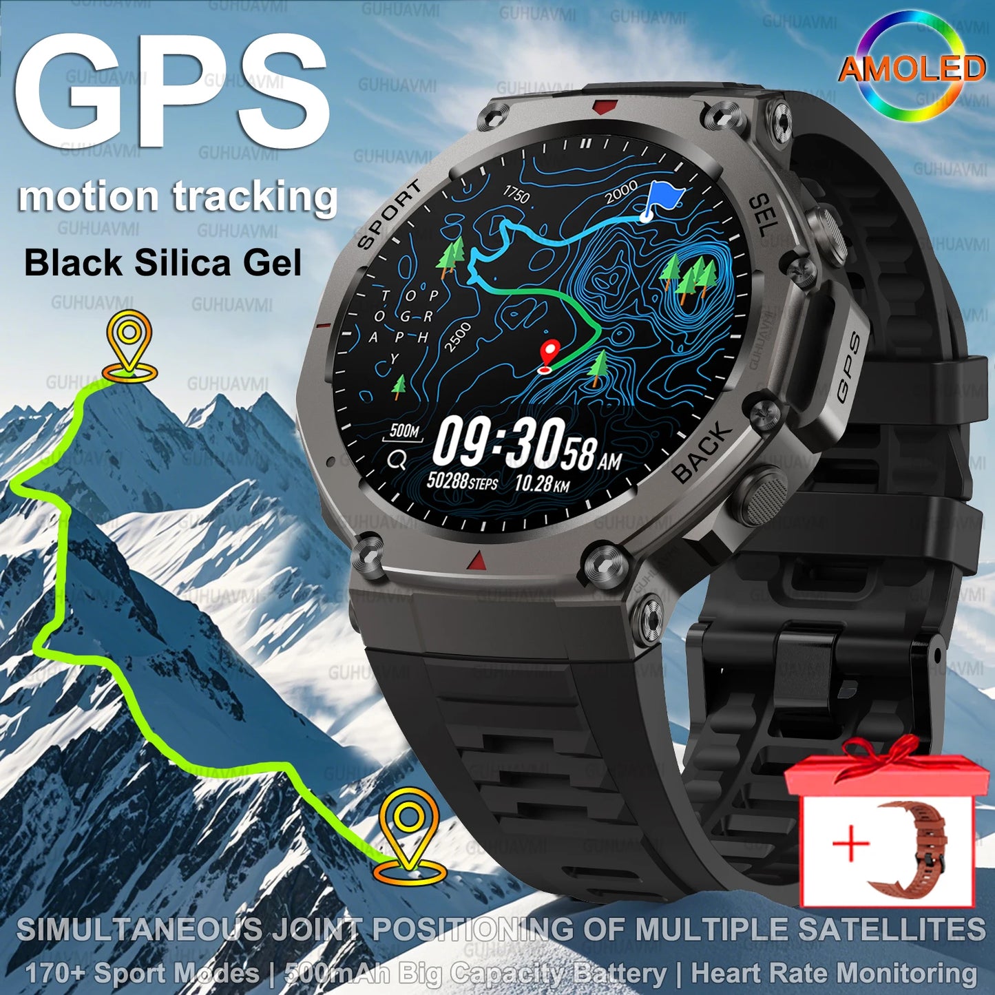 GPS Man Smart Watch T-Rex3 OutdoorCompass Sport HD Call IP69/10ATM Waterproof Smart Watch for Xiaomi ﻿(Sports Watch)