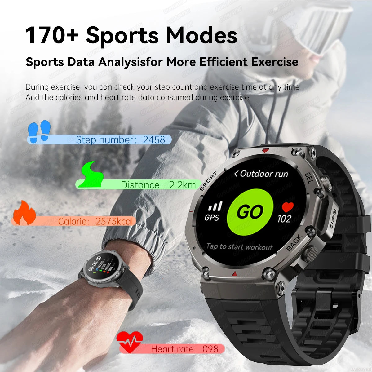 T-Rex3 GPS Smart Watches 2025 for Xiaomi IOS Military Smartwatch Men 10ATM Waterproof 170 Sport Modes Built-in GPS (Sports Watch)