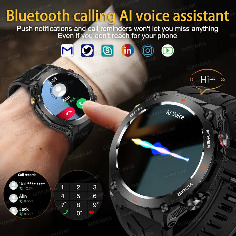 For Xiaomi GPS Outdoor Sports Smart Watch Men AMOLED HD Screen Compass Heart rate Waterproof Bluetooth Call Smartwatch (Sports Watch)