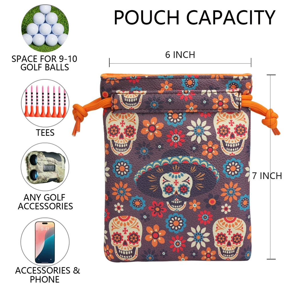 Faux Leather Various Pattern Printed Golf Valuables Bag