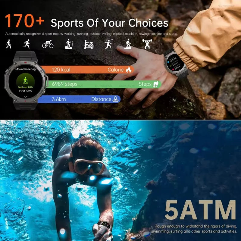 GPS Man Smart Watch T-Rex3 OutdoorCompass Sport HD Call IP69/10ATM Waterproof Smart Watch for Xiaomi ﻿(Sports Watch)