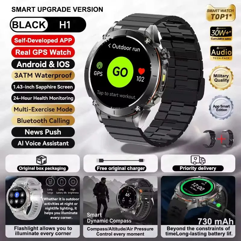 2025 New For Xiaomi IOS Ultra GPS Smart Watch 10ATM Waterproof Built-in Dual-band GNSS Compass Military Sport Men SWIM Bracelet (Sports Watch)