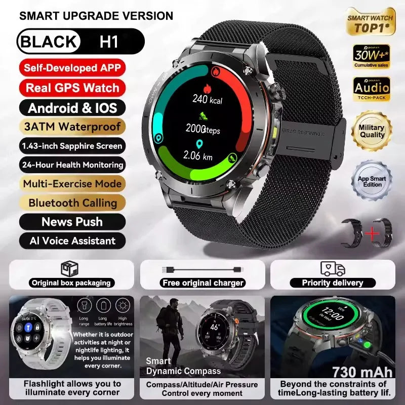 2025 New For Xiaomi IOS Ultra GPS Smart Watch 10ATM Waterproof Built-in Dual-band GNSS Compass Military Sport Men SWIM Bracelet (Sports Watch)