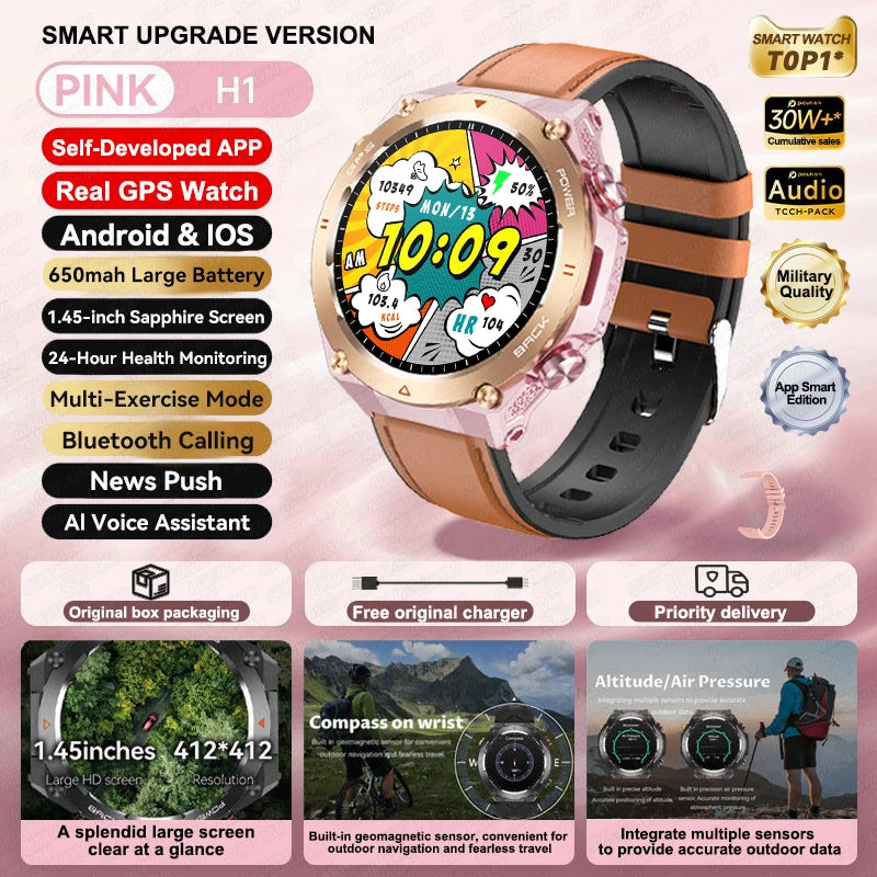 HUAWEI Sports Smart Bracelet Men Watch 1.85 AMOLED Screen GPS Compass Altimeter Waterproof Bluetooth (Sports watch)