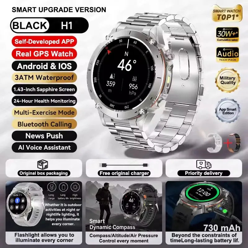 2025 New For Xiaomi IOS Ultra GPS Smart Watch 10ATM Waterproof Built-in Dual-band GNSS Compass Military Sport Men SWIM Bracelet (Sports Watch)
