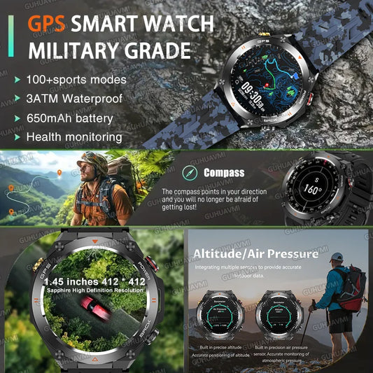 For Xiaomi GPS Outdoor Sports Smart Watch Men AMOLED HD Screen Compass Heart rate Waterproof Bluetooth Call Smartwatch (Sports Watch)
