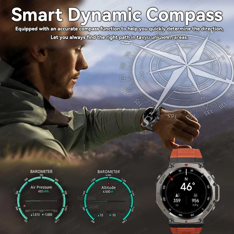 T-Rex3 GPS Smart Watches 2025 for Xiaomi IOS Military Smartwatch Men 10ATM Waterproof 170 Sport Modes Built-in GPS (Sports Watch)