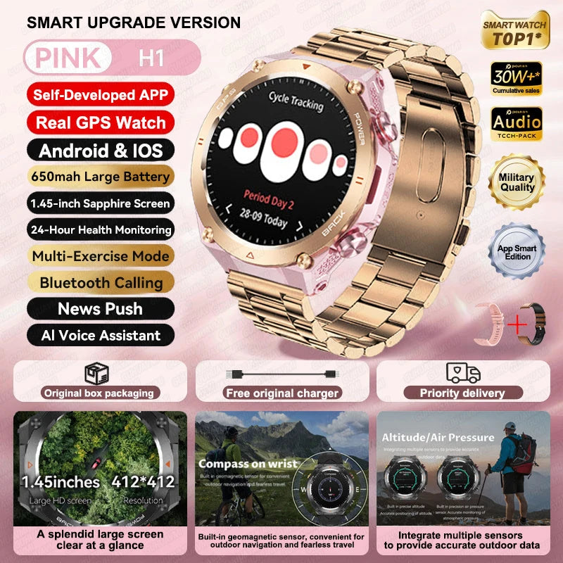 HUAWEI Sports Smart Bracelet Men Watch 1.85 AMOLED Screen GPS Compass Altimeter Waterproof Bluetooth (Sports watch)