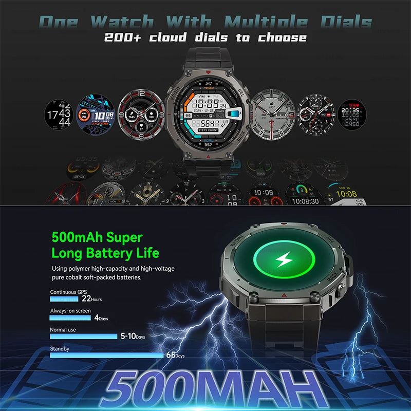 GPS Man Smart Watch T-Rex3 OutdoorCompass Sport HD Call IP69/10ATM Waterproof Smart Watch for Xiaomi ﻿(Sports Watch)