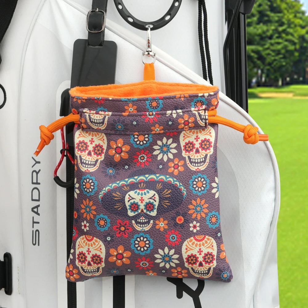 Faux Leather Various Pattern Printed Golf Valuables Bag